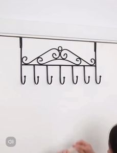 7 Hooks Wrought iron Door Hook Behind Bathroom Bedroom Door Coat Hook Bag Hook