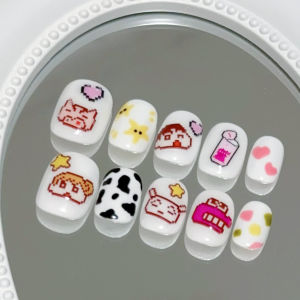 Wear Nail Wax Pencil Xiaoxin Handmade Cute Short Ladder Manicure Short round Cartoon Three-Dimensional Student Xiaohongshu Best Selling