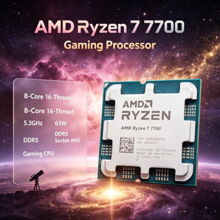 AMD | AMD R7 7700 Ryzen 7 3.8GHz Desktop CPU 8-Core 16-Thread 5nm 32M L3 AM5 No Cooler Type-C