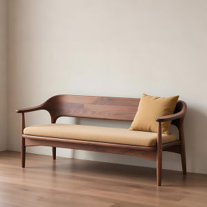 Modern Chinese Style Straight Row Sofa Double Seat Villa Zen Furniture Solid North American Black Walnut Wood Home Living Room