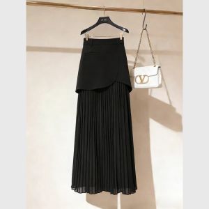 Black Career Design A-Line Mid-Length Skirt Spring
