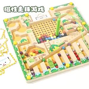 Wooden Magnetic Color and Number Maze BoardMontessori Fine Motor Skill Toy Educational Activities