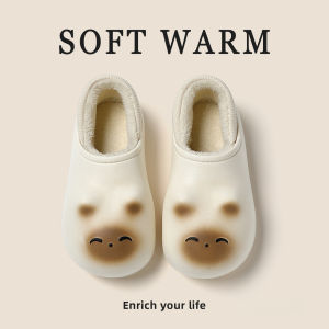 Dép Bông Chống Thấm Nước Cho Nữ Mùa Thu Đông Trong Nhà Ấm Áp Đế EVA Gót Trung Bình Dép Cotton Mặc Ở Nhà