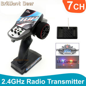 2.4GHZ 7CH Radio System Transmitter Receiver with Remote Control Led Light Winch Channels Upgrade Parts For RC Car Boat Tank
