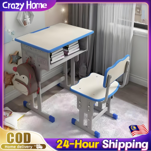 【In Stock-ships within 24H】Kids Study Table and Chair Set Factory Direct Wholesale Adjustable Kids Study Table & Chair Set Anti-Tip Meja Belajar Kanak-Kanak with Storage Bulk Discounts Available儿童学习桌椅批发