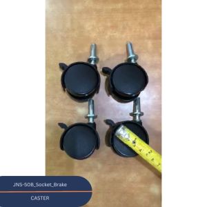 Socket Type With Brake Black Swivel Twin Wheel Casters 50mm for Office Chair Furniture Transport Equipment (4 pcs)
