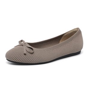 Women Classic Princess Shoes Round Toe Black Flat Shoes Women Bow Casual Large Size All-Match Commuter Shoes Anti-Slip [Y2-1]