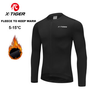 X-TIGER Mens Winter Cycling Jacket Warm Fleece MTB Mountain Bike Shirt Ciclismo Long Sleeve Cycling Jersey