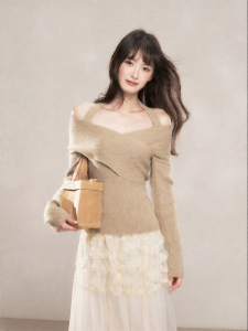 YIKEXIAOYEMEI | Áo Sweater Cổ Rùa Dáng Ôm Thiết Kế Elegante