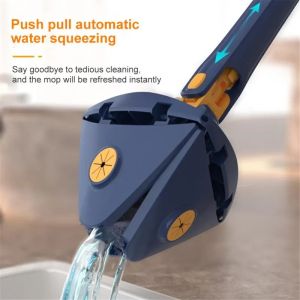 2in 1 Lazy Triangle Hand-Washing Self-Twisting Water Mop Imitation Hand Twist Lazy 3°Rotating Dust Removal Absorption Wet Dry 三角拖把 Mop tiga segi