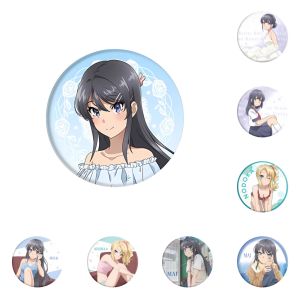 58mm Anime Rascal Does Not Dream of a Dreaming Girl Sakurajima Mai Cosplay COSTUME Badge Pin SPTE Tinplate Brooch Prop Gilf