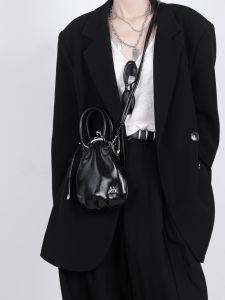 Original Soft Leather Shoulder Handbag Womens Crossbody Bag Single Handle Retro Style Wood River Card New 2025 Spring Bucket Shape