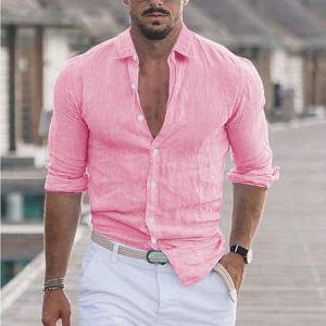 Fitness Desert Spring And Autumn Weiyi Beach Mens Solid Color Shirt Single Row Button Shirt Summer Beach Fashion Casual Shirt