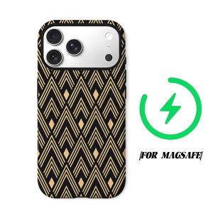BILIBILI | Gold Chevron Art Deco Phone Case for iPhone 18 17 16 15 14 13 12 11 Air Pro Max Plus Double-layer Cover