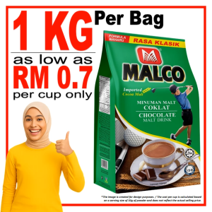 900 GM | MALCO Chocolate Malt Drinks | Minuman Coklat Malt | HALAL | Buatan Malaysia