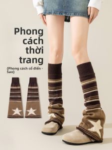 JINGCHI | Quần legging nữ dệt kim kẻ sọc phong cách Y2K mùa xuân thu đông quần legging họa tiết sọc phong cách Nhật Bản quần legging
