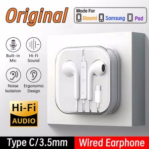 Type C Headphones Wired Earbuds For Xiaomi Redmi Poco VIVO Google OPPO Huawei Honor Samsung Earphones Laptops Tablet Headset