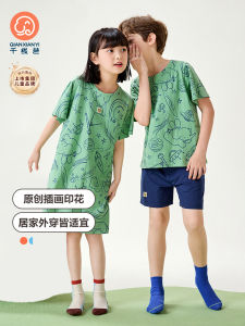 Pure Cotton Childrens Sleepwear Dress Breathable Home Skirt for Boys And Girls Summer Princess Style Anti-Bacterial Moisture-Wicking