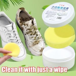 5pcs White Shoe Cleaning Cream Shoe Stain Remover Shoes Whitening Cleansing Gel With Wipe Sponge Shoe Decontaminate Solid Paste