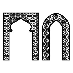 Islamic Arch Mirror Wall Sticker with Geometric Pattern for Muslims Ramadan Housewarming Gift