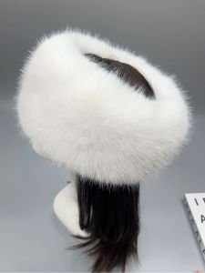 Elegant Vintage White Fur Hat with Eaves Polyester Fiber Cap for Women Ideal for Shopping Birthday Parties and Seasonal Scenarios