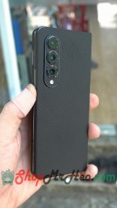 Dán Skin Mặt Sau Lưng Full Viền Samsung Galaxy Z Fold4 - Z Fold 4 (Carbon Hình Hộp Nhám Vân Da Nhôm Xước)