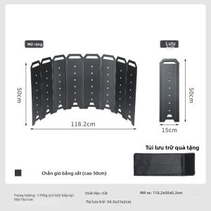 Campingmoon | Màn Chắn Gió Lò Sưởi Ngoài Trời CampingMooD-50 Cỡ Lớn 8 Tấm Chắn Gió Bằng Sắt Phụ Kiện Cho Bếp Củi Dùng Cho Cắm Trại Ngoài Trời