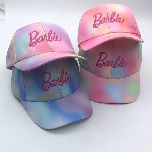 Kids Korean Hat Barbie Girl Embroidery Luminarie Rainbow Color Design Visor Baseball Adjustable Snapback hock n loop Cap