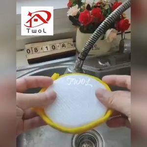 TWOL SHOP 1pcs double-sided dishwashing sponge kitchen cleaning sponge High-density dipped