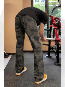 OUMULONG | American Style Camouflage Flared Slim Fit Jeans for Spring Men
