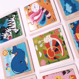 Cartoon Animal Wooden Jigsaw Puzzle Set Montessori Learning Toy for Boys and Girls
