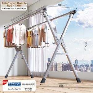 TIANKE | Stainless Steel Foldable Drying Rack for Clothes Blankets Indoor Outdoor Use