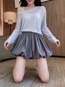 XIANYIJIAO | Quần Short Chống Nhìn Trộm A-line Cao Waisted Trắng