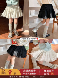 Princess Style Short Skirt for Girls Autumn Fashion Lace Trim Half Body Ballet Cotton Material Korean Version Childrens Clothing