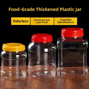 Large Capacity Food Grade Plastic Sealed Storage Jar Transparent Kitchen Container for Nuts Grains Damp Proof Non Microwave Safe