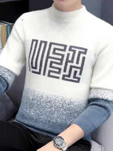 ROMON | เสื้อสเวตเตอร์คอปกสั้นสำหรับผู้ชาย ขนกระต่ายหนา อบอุ่น แฟชั่นฤดูหนาว เสื้อชั้นใน ถัก ดีไซน์เก๋ไก๋ สวมใส่สบาย