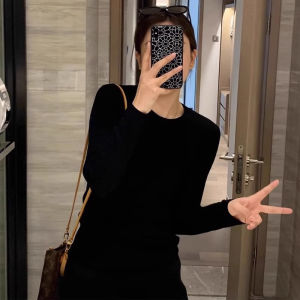 chaqi | Gray Base Layer Shirt Early Autumn New Womens Fashion 2025 High-End Sensation Slim Fit Inner Wear Slimming Knitted Sweater Top