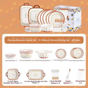 Elegant Underglaze Colored Ceramic Dinnerware Set