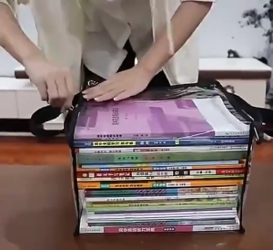 Transparent Book Storage Bag WithHandle Dustproof Large Capacity StudentMulti Function Storage