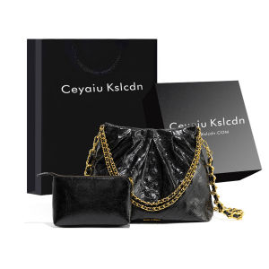 กระเป๋าสะพายข้างผู้หญิง CEYAIU กระเป๋าทรงถังแบบสะพายข้างแบบใหม่ปี 2024 กระเป๋าสะพายข้างแบบสายโซ่ กระเป๋าสะพายข้างแบบหนัง PU ขนาดใหญ่