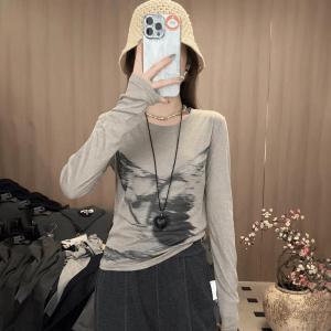 European Goods Wear Long Sleeves T-Shirt Female Inner Bottoming Shirt Female 2024 New Arrival Spring & Fall Stylish Niche Style Spring and Autumn Top