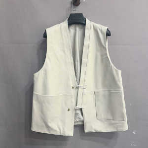 European Style Genuine Sheepskin Vest Womens V-neck Long Sleeveless Coat Back Heart Original Design Autumn Fashion Ladies Jacket