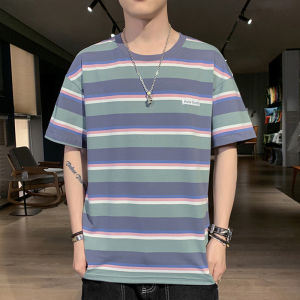 Jamle เสื้อยืดคอกลม คุณผู้ชาย ลายทาง แฟชั่นใหม่ สไตล์เกาหลี สีสันสดใสในโทนสีที่ตัดดันอย่างโดดเด่นลงตัว ช้อปเลย