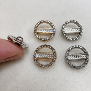 Nút Ren Kim Loại Tròn Sóng Viền Kim Cương Màu Vàng Hồng Thêu Tay Cho Áo Sơ Mi Nữ Tay Voan Nút Áo Cardigan Áo Khoác Cổ Trang Trí