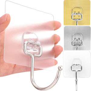 1/3Pcs Large Wall Hooks Transparent Self Adhesive Wall Hook Waterproof Door Wall Hangers Hook for Hanging Bathroom Kitchen Utilities