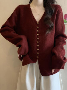 Elegant New Fall French Design Large Size Loose V-neck Sweater