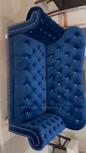 (FREE Installation+Shipping) KBS Avani Chesterfield sofa / Silk Velvet Fabric 1/2/3 Seater Chesterfield Sofa Set