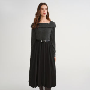 DUSHU | Oversized Color Block Faux Two-Piece Dress