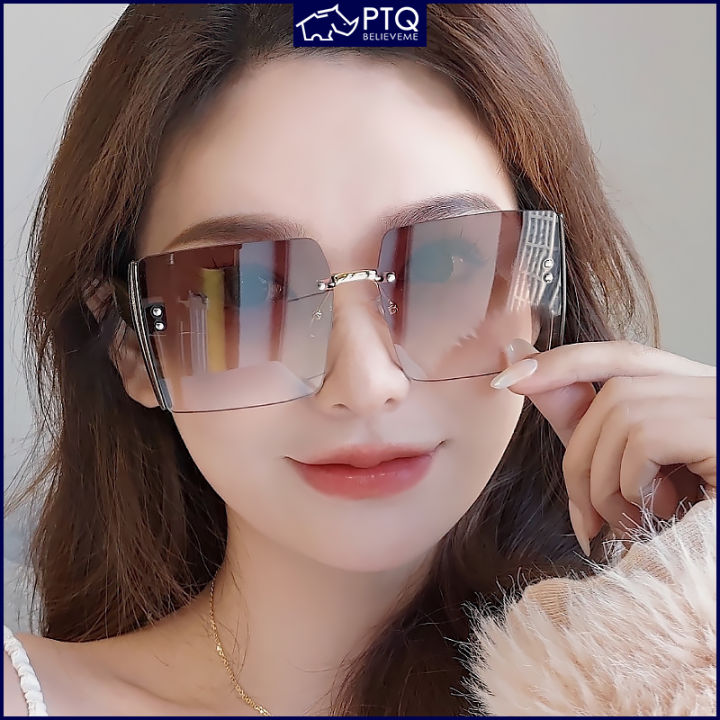 Kính Râm Nữ Kính Râm Chống Tia UV Kính Râm Không Vành Cao Cấp PTQ ...
