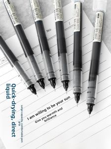 Smooth Drying Direct Ink Neutral Pen Black Ballpoint Pen Student Water Pen Signing Carbon Pen Brush Question round Ball Pen